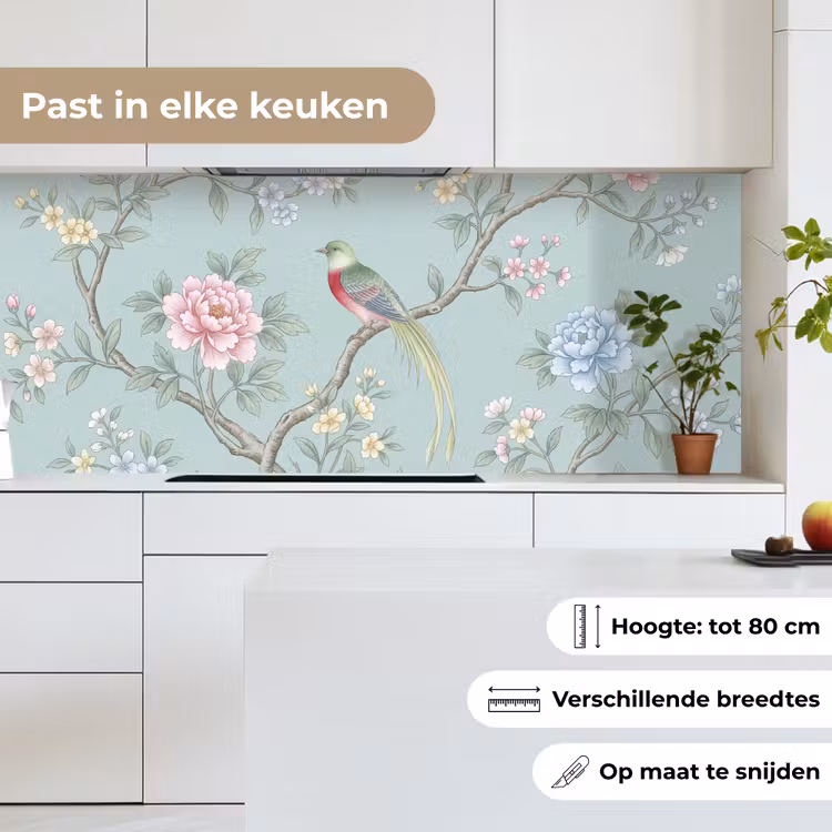 Keuken achterwand - Vogel - Bloemen - Kleurrijk — 7
