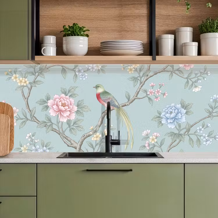 Keuken achterwand - Vogel - Bloemen - Kleurrijk — 8