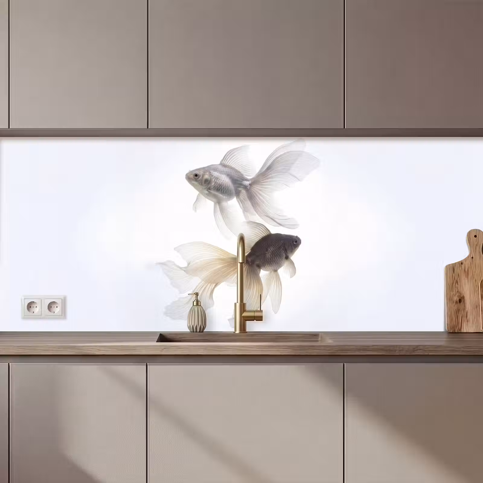 Keuken achterwand - Goudvissen - Modern - Wit — 1