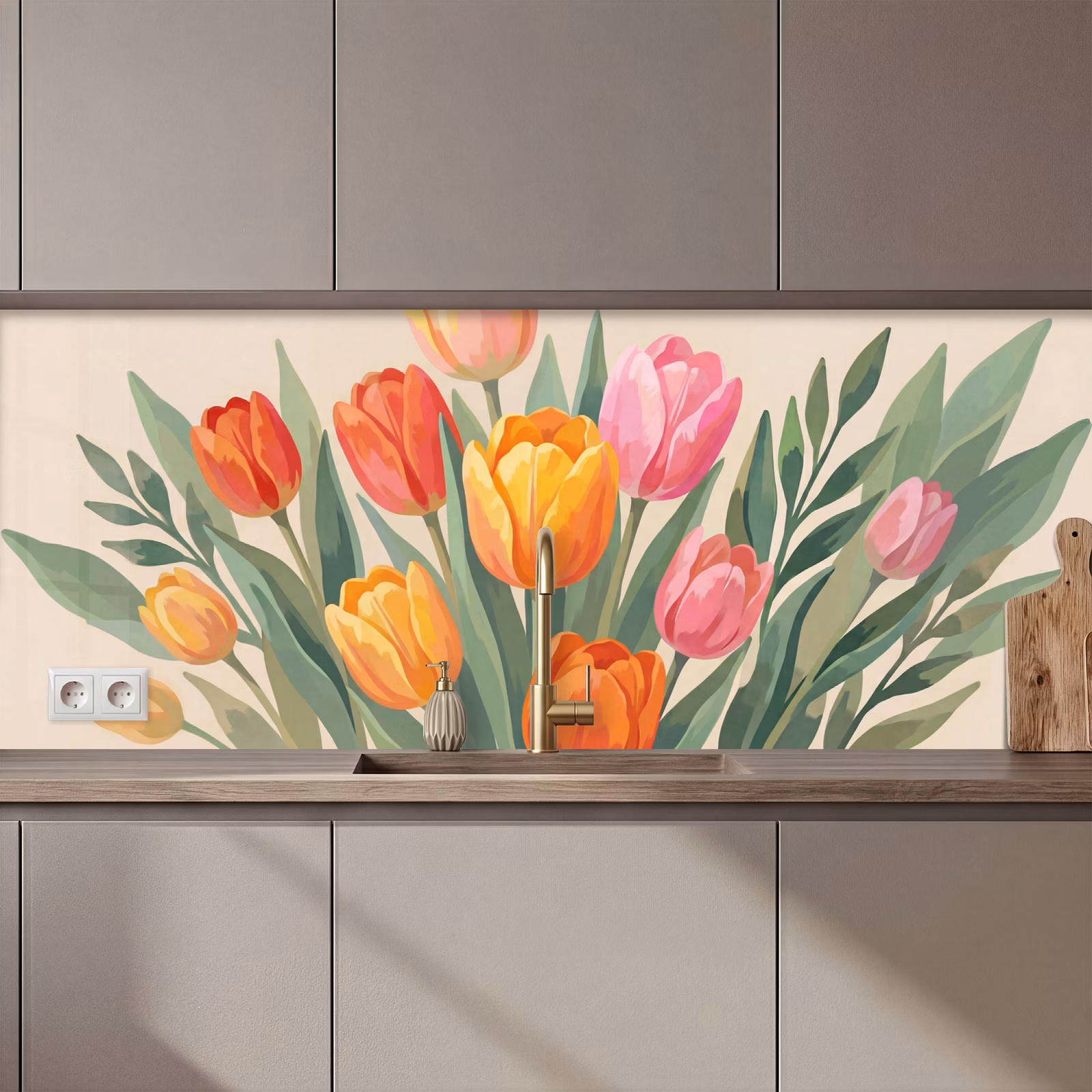 Keuken achterwand - Tulpen - Abstract - Kleurrijk — 1