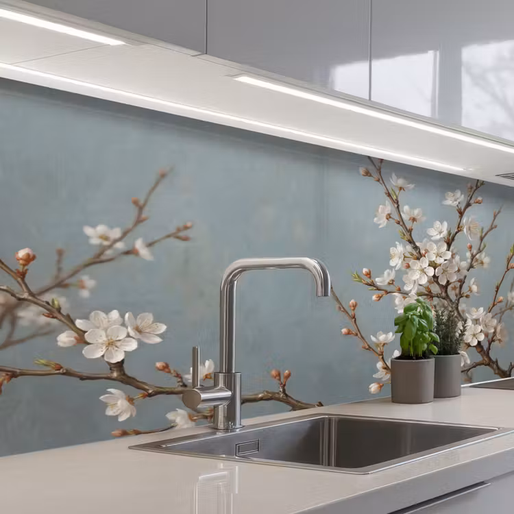 Keuken achterwand - Botanisch - Stilleven - Blauw — 2