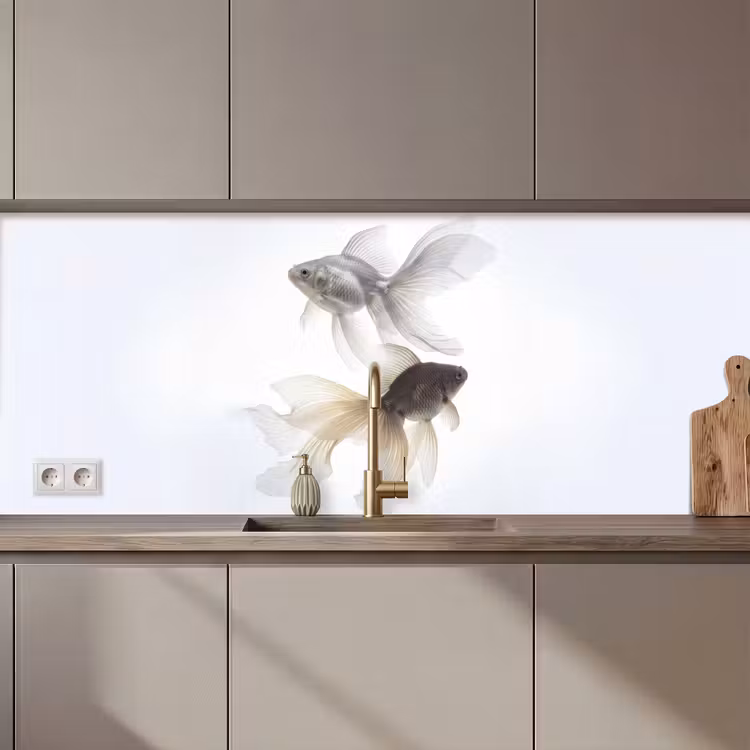 Keuken achterwand - Goudvissen - Modern - Wit — 1