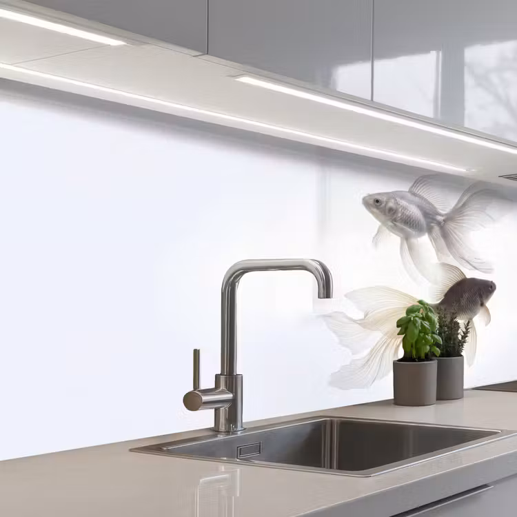 Keuken achterwand - Goudvissen - Modern - Wit — 2