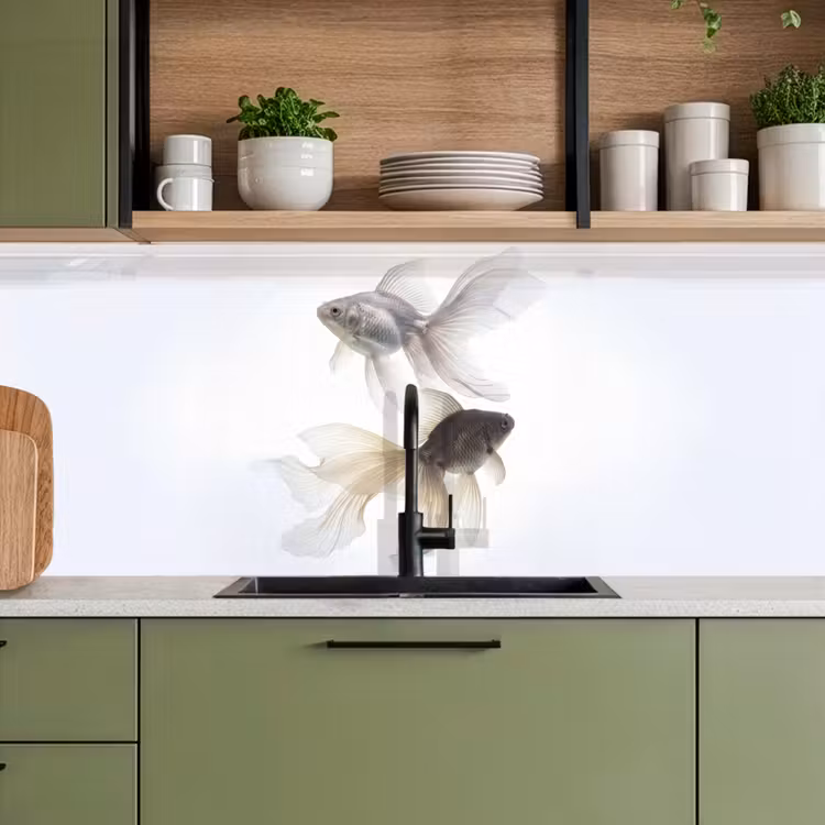 Keuken achterwand - Goudvissen - Modern - Wit — 8