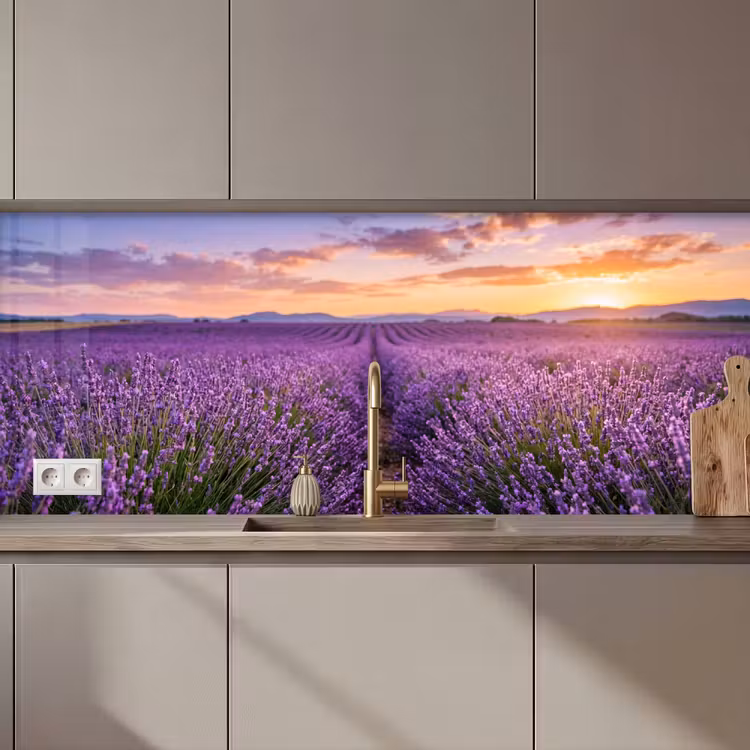 Keuken achterwand - Lavendel - Veld - Natuur - Paars — 1