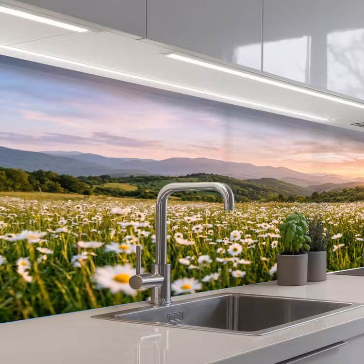 Keuken achterwand - Madelief - Veld - Heuvels - Groen — 2