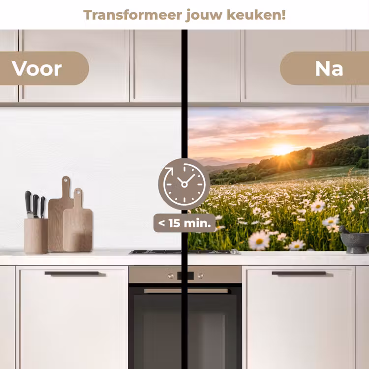 Keuken achterwand - Madelief - Veld - Heuvels - Groen — 3