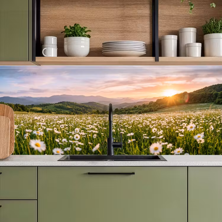 Keuken achterwand - Madelief - Veld - Heuvels - Groen — 8
