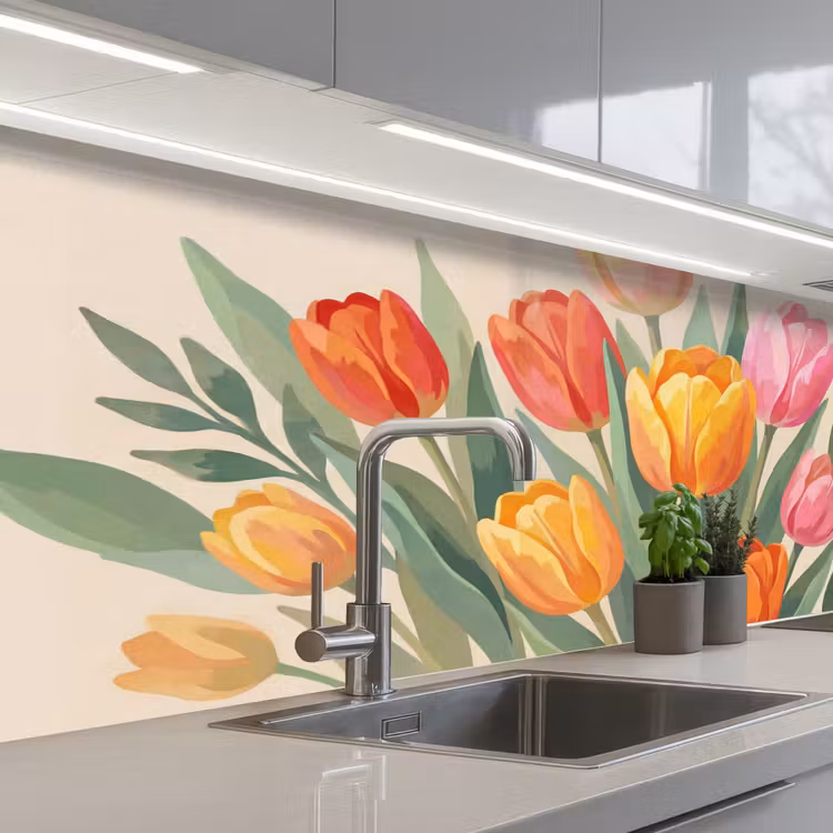 Keuken achterwand - Tulpen - Abstract - Kleurrijk — 2