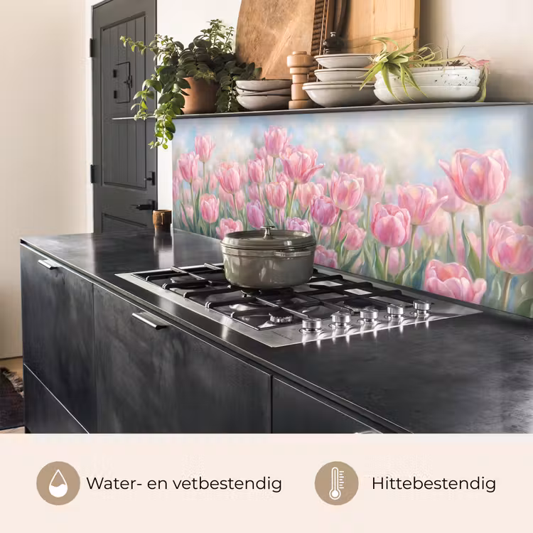 Keuken achterwand - Tulpen - Veld - Lente - Roze — 5