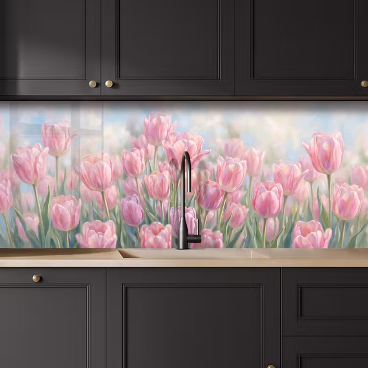 Keuken achterwand - Tulpen - Veld - Lente - Roze — 6