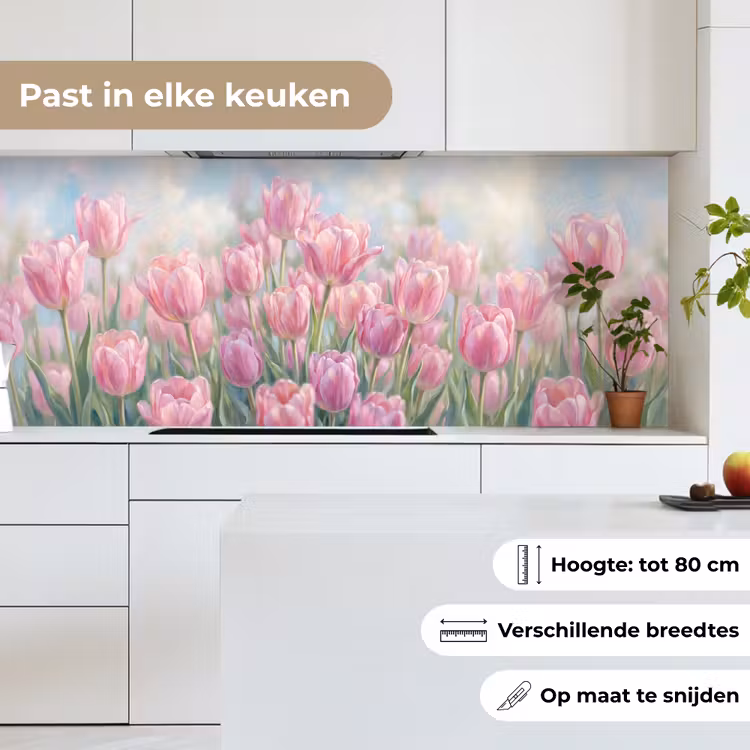 Keuken achterwand - Tulpen - Veld - Lente - Roze — 7