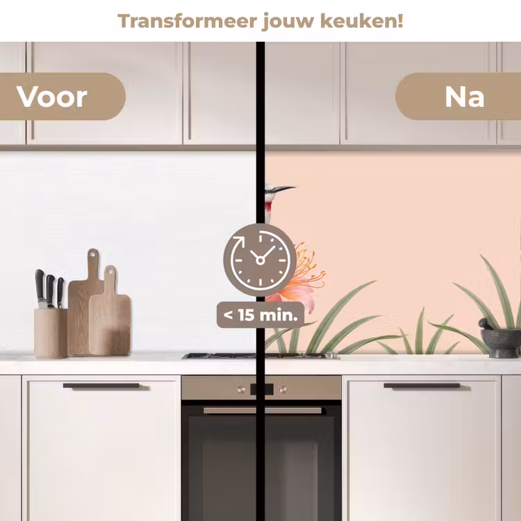 Keuken achterwand - Vogel - Bloem - Natuur - Roze — 3