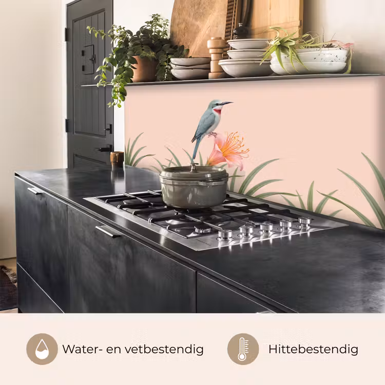 Keuken achterwand - Vogel - Bloem - Natuur - Roze — 5