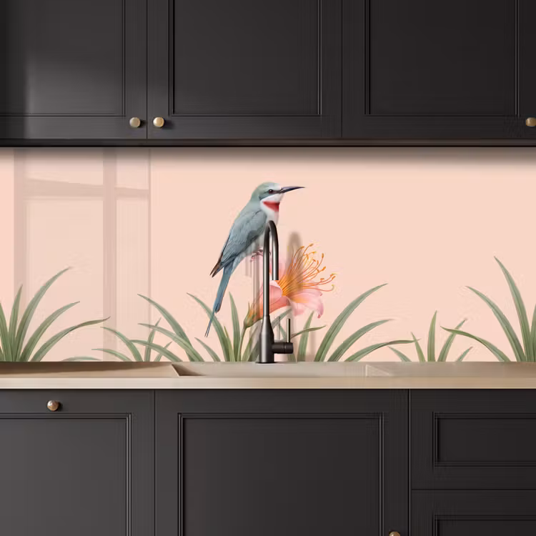Keuken achterwand - Vogel - Bloem - Natuur - Roze — 6