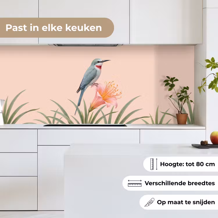 Keuken achterwand - Vogel - Bloem - Natuur - Roze — 7
