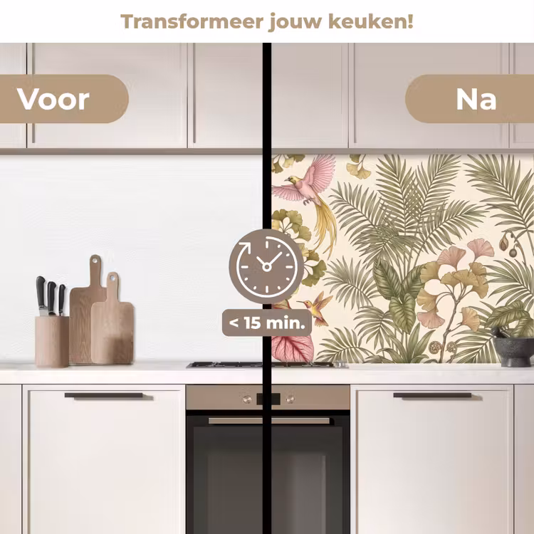 Keuken achterwand - Vogels - Tropisch - Botanisch - Roze — 3