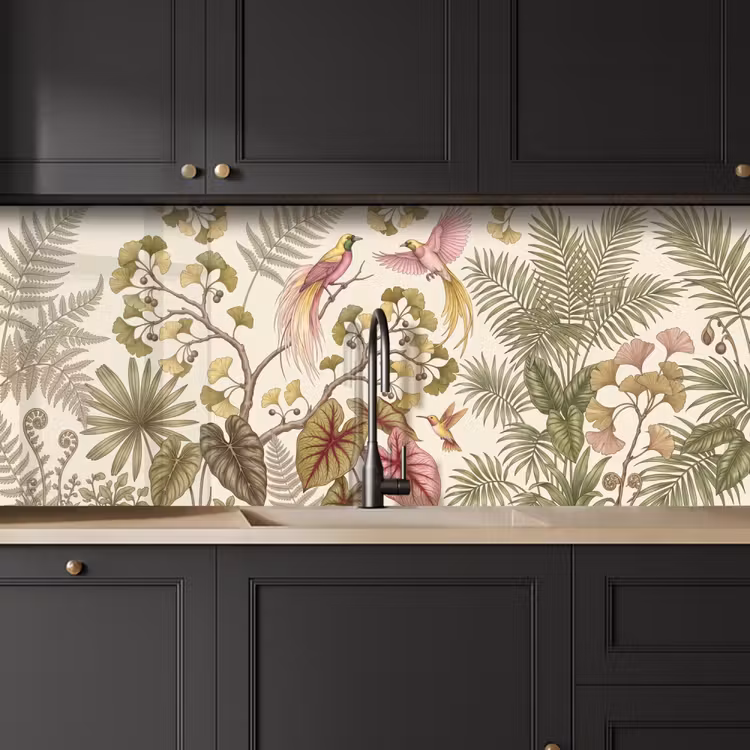 Keuken achterwand - Vogels - Tropisch - Botanisch - Roze — 6