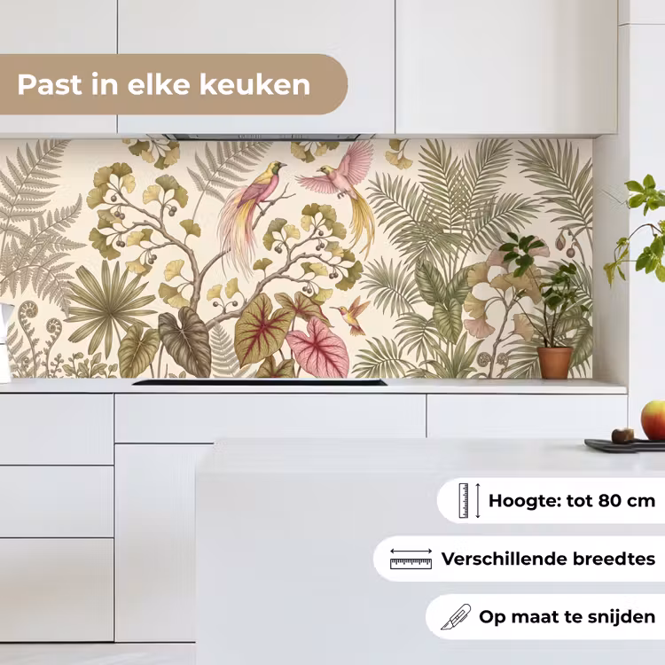 Keuken achterwand - Vogels - Tropisch - Botanisch - Roze — 7
