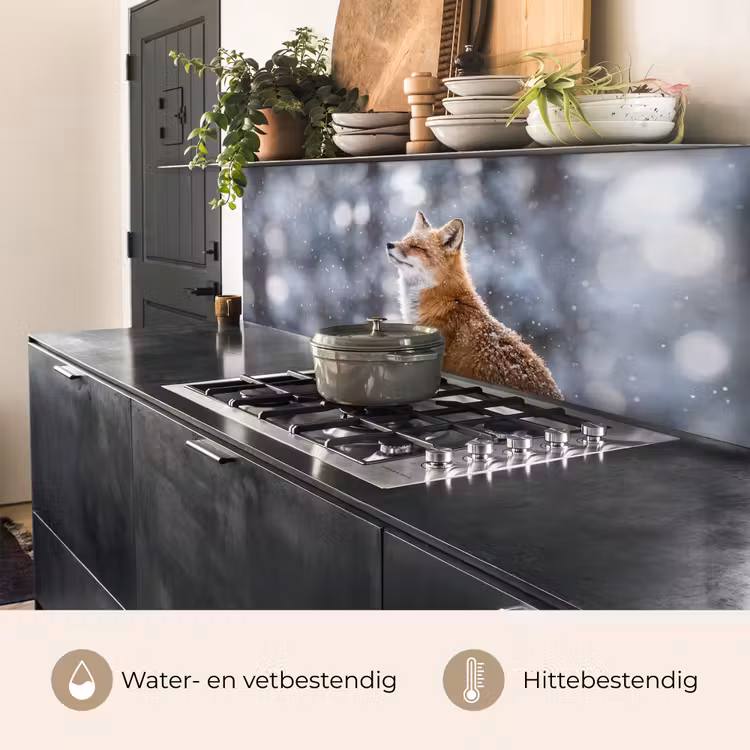 Keuken achterwand - Vos - Sneeuwval - Portret - Winter - Sfeervol — 5