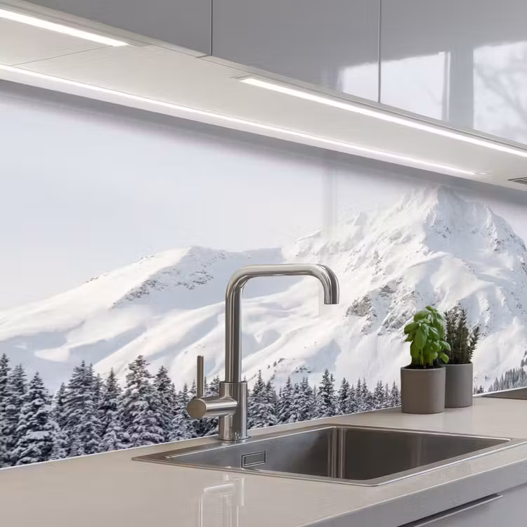 Keuken achterwand - Berg - Sneeuw - Winter - Natuur - Wit — 2