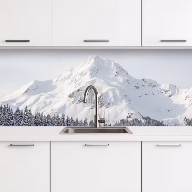 Keuken achterwand - Berg - Sneeuw - Winter - Natuur - Wit — 4