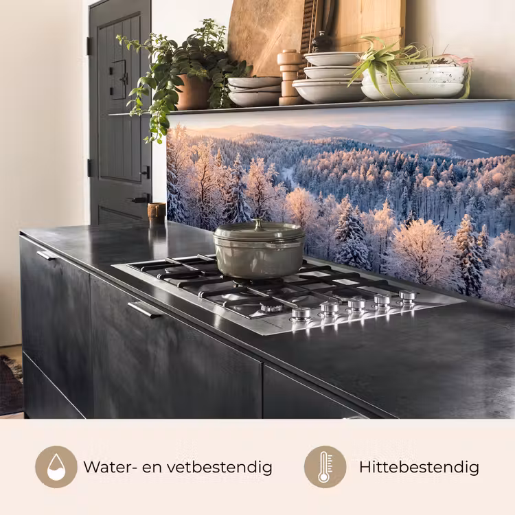 Keuken achterwand - Bos - Bergen - Goud - Winter - Warm — 5