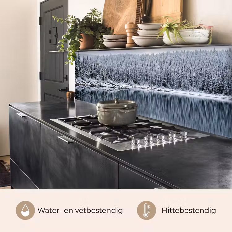 Keuken achterwand - Bos - Reflectie - Meer - Winter - Serene — 5