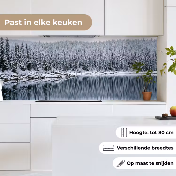 Keuken achterwand - Bos - Reflectie - Meer - Winter - Serene — 7