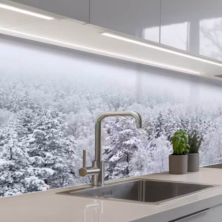 Keuken achterwand - Bos - Sneeuw - Winter - Natuur - Wit — 2