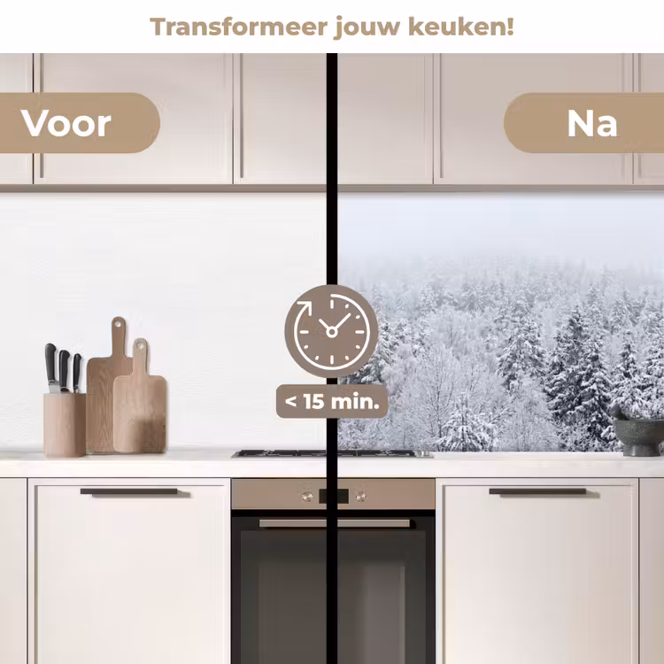 Keuken achterwand - Bos - Sneeuw - Winter - Natuur - Wit — 3