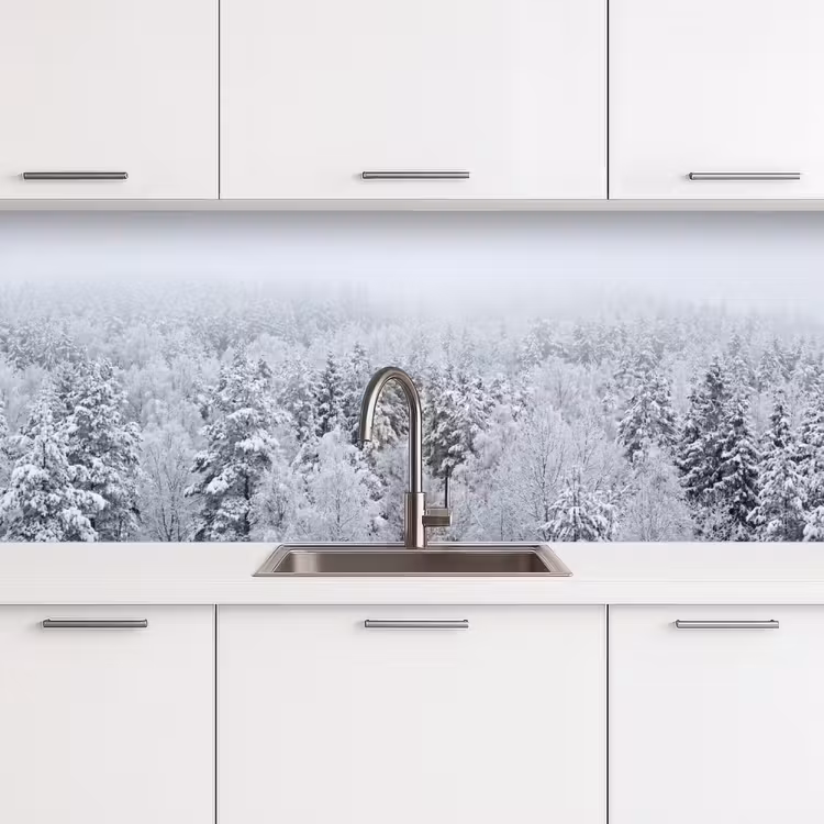 Keuken achterwand - Bos - Sneeuw - Winter - Natuur - Wit — 4