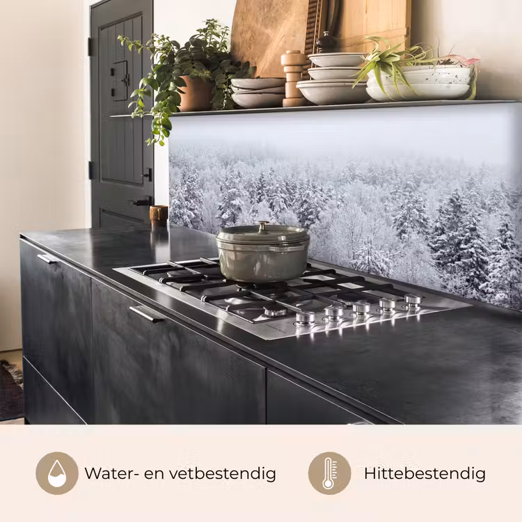 Keuken achterwand - Bos - Sneeuw - Winter - Natuur - Wit — 5