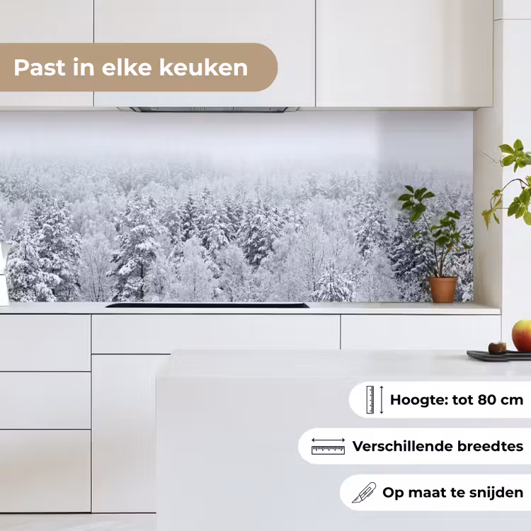 Keuken achterwand - Bos - Sneeuw - Winter - Natuur - Wit — 7