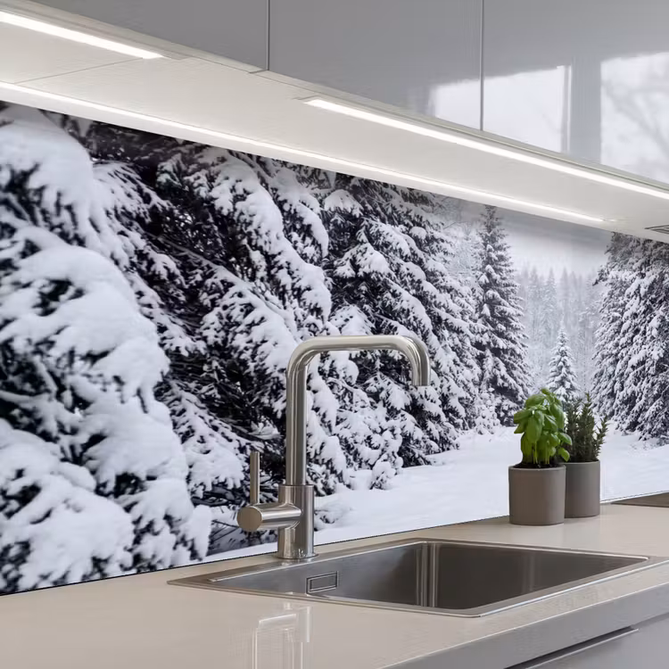 Keuken achterwand - Bos - Winter - Sneeuw - Pad - Natuur — 2