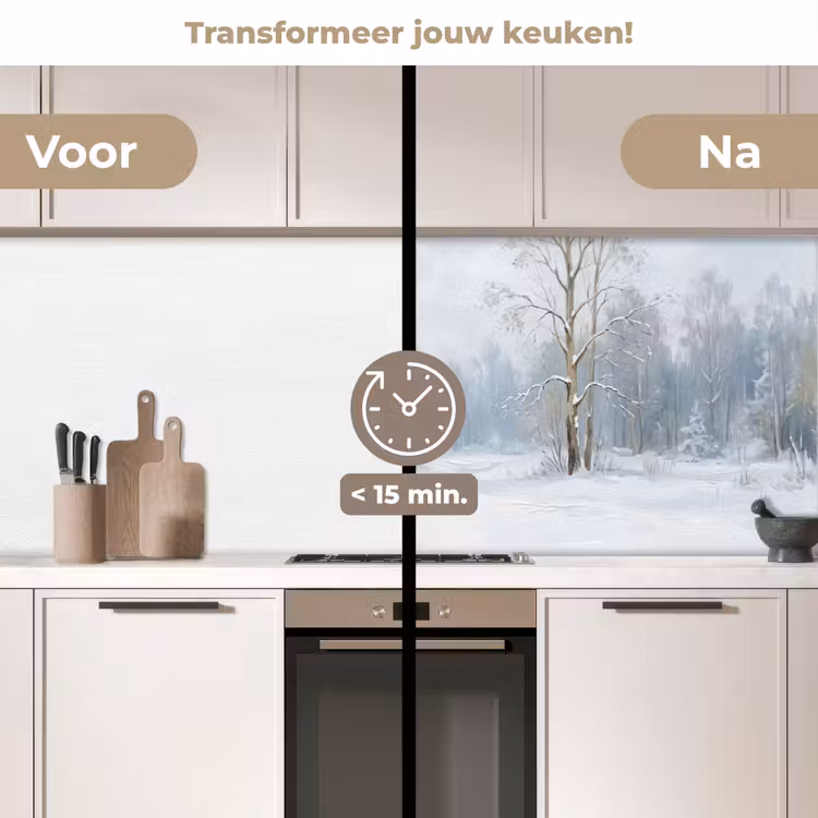 Keuken achterwand - Bospad - Dennen - Sneeuw - Winter - Rustgevend — 3