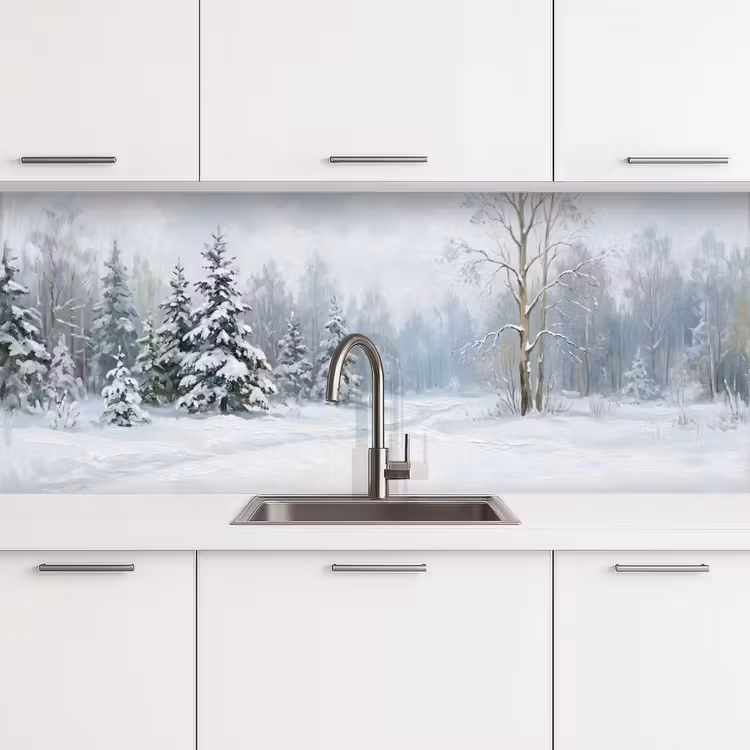 Keuken achterwand - Bospad - Dennen - Sneeuw - Winter - Rustgevend — 4