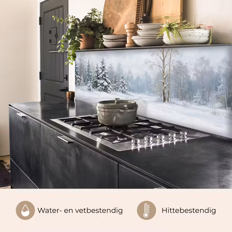 Keuken achterwand - Bospad - Dennen - Sneeuw - Winter - Rustgevend — 5