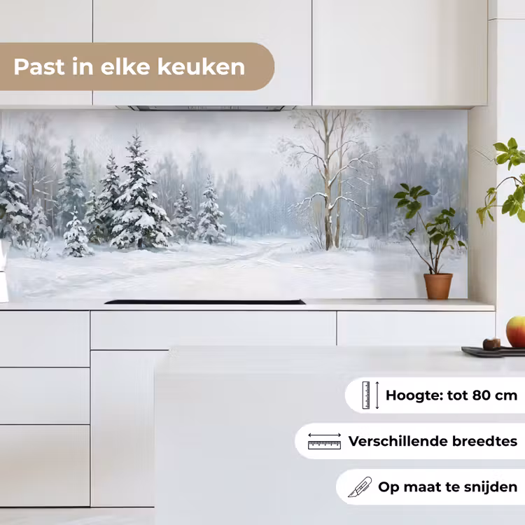 Keuken achterwand - Bospad - Dennen - Sneeuw - Winter - Rustgevend — 7