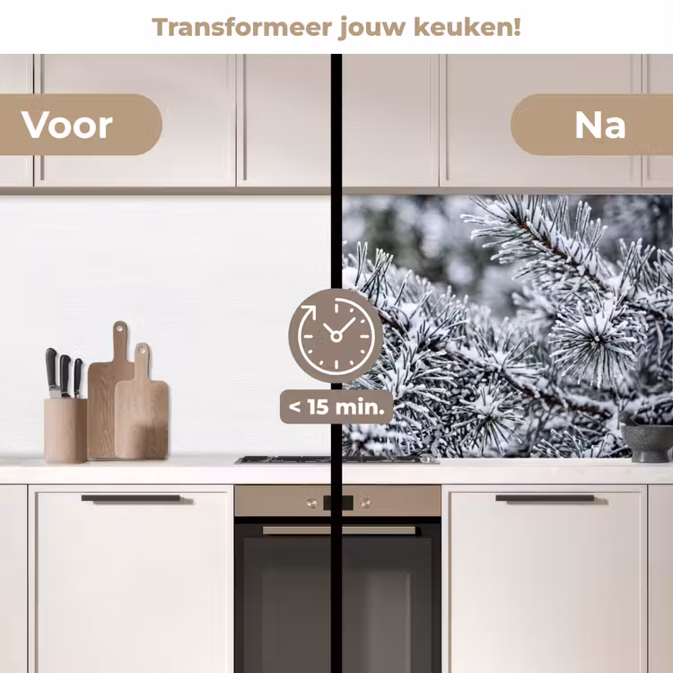 Keuken achterwand - Dennenappel - Tak - Sneeuw - Winter - Sfeervol — 3