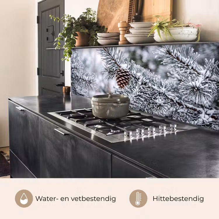 Keuken achterwand - Dennenappel - Tak - Sneeuw - Winter - Sfeervol — 5