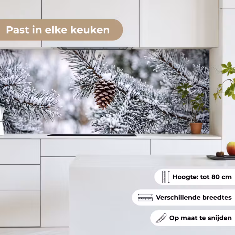 Keuken achterwand - Dennenappel - Tak - Sneeuw - Winter - Sfeervol — 7