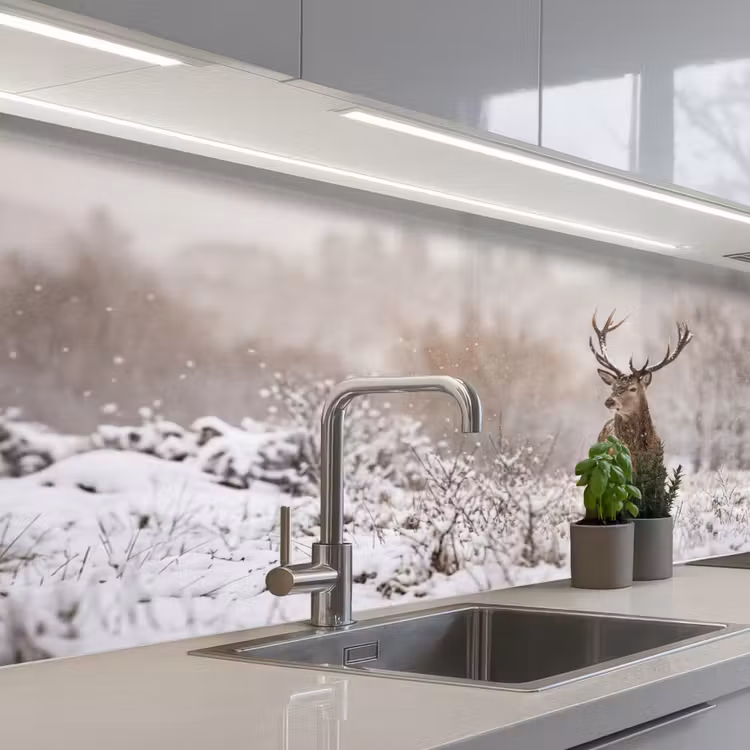Keuken achterwand - Edelhert - Bos - Sneeuw - Winter - Majestueus — 2