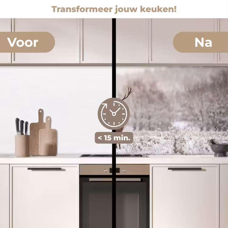 Keuken achterwand - Edelhert - Bos - Sneeuw - Winter - Majestueus — 3