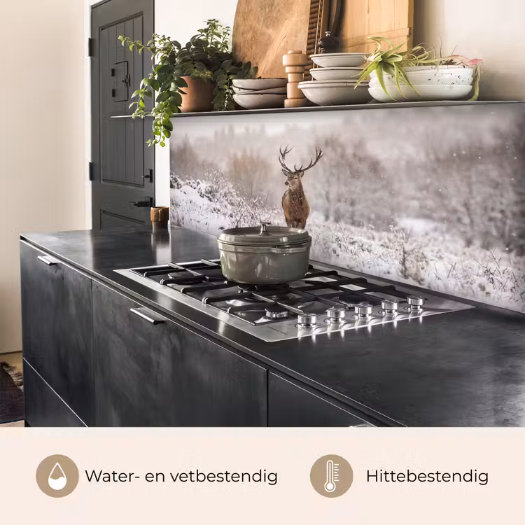 Keuken achterwand - Edelhert - Bos - Sneeuw - Winter - Majestueus — 5