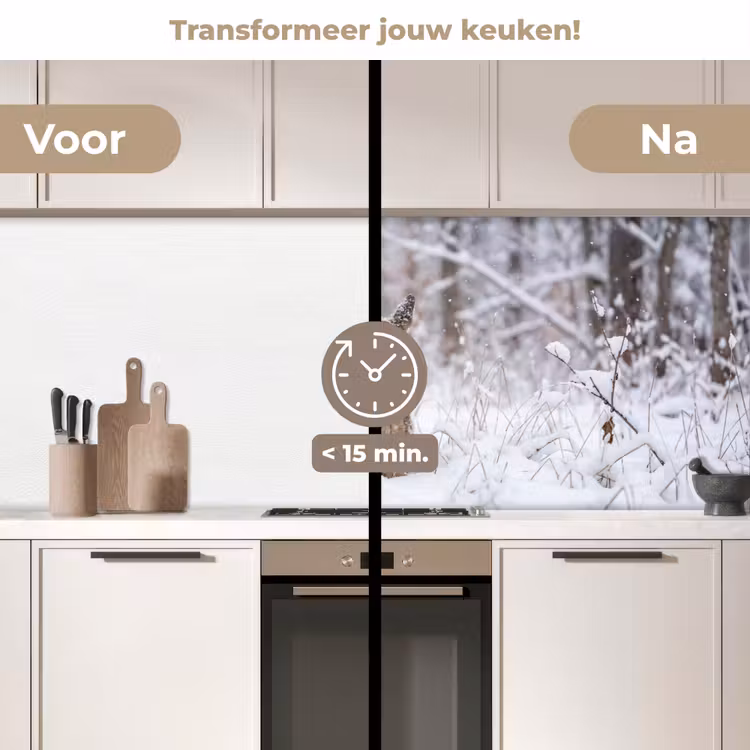 Keuken achterwand - Hert - Sneeuw - Bos - Dieren - Vertederend — 3