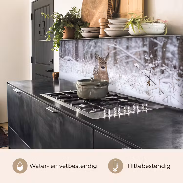 Keuken achterwand - Hert - Sneeuw - Bos - Dieren - Vertederend — 5