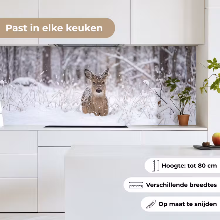 Keuken achterwand - Hert - Sneeuw - Bos - Dieren - Vertederend — 7
