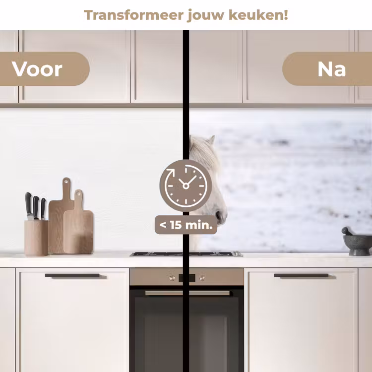 Keuken achterwand - Paard - Kop - Winter - Dieren - Wit — 3