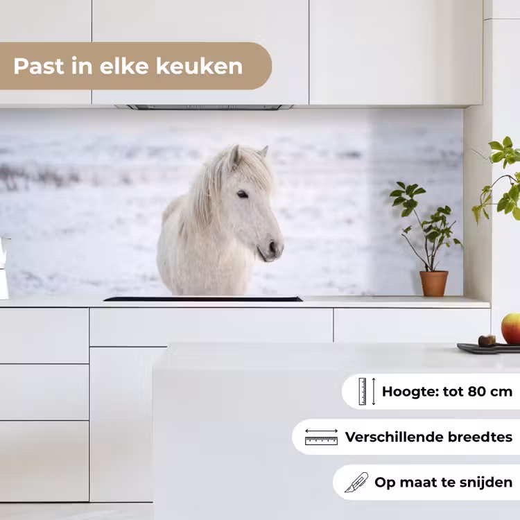 Keuken achterwand - Paard - Kop - Winter - Dieren - Wit — 7